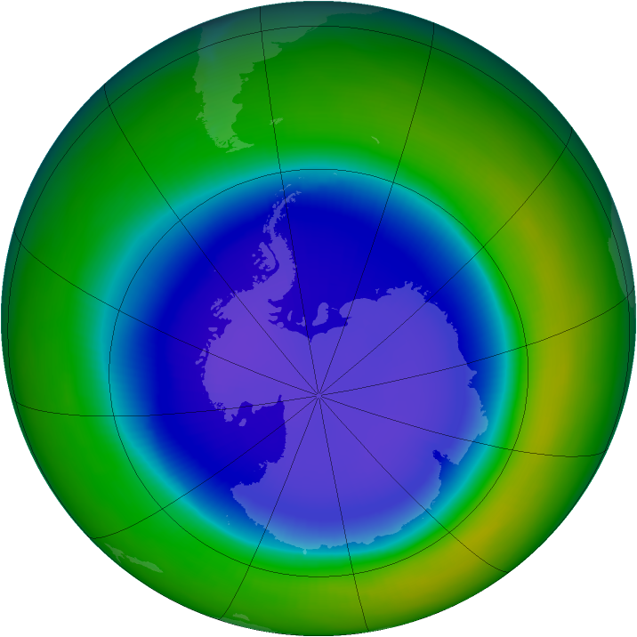 Antarctic ozone map for September 1999